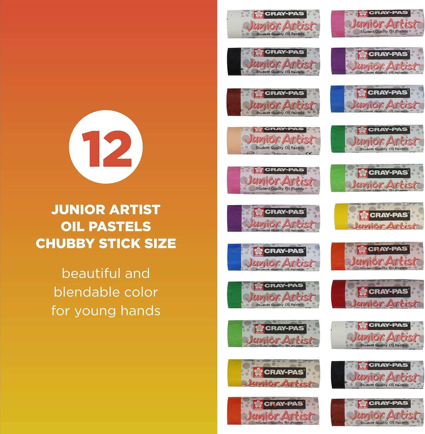 imageSAKURA CrayPas Junior Artist Oil Pastel Set  Chubbies Pastel Size  Soft Oil Pastels for Kids ampamp Artists  12 Colors ampamp Soft Oil Pastels for Kids ampamp Artists  50 Sticks