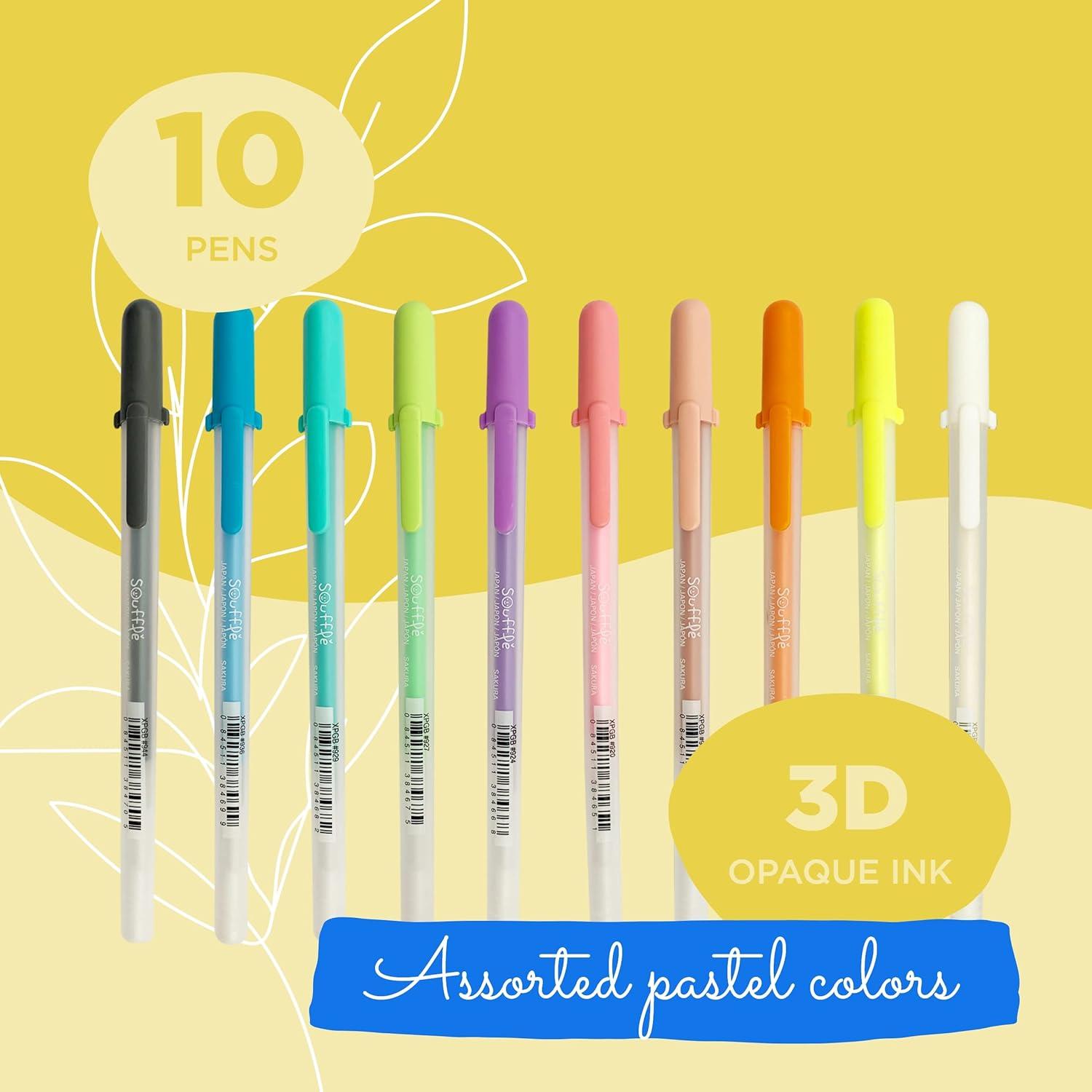 imageSAKURA Gelly Roll Gel Pens  Gift Set  Assorted Colored Ink with Special Effects  74 Pack ampamp 3D Souffl Pen  Opaque White and Pastel Ink Colors  10 Pack