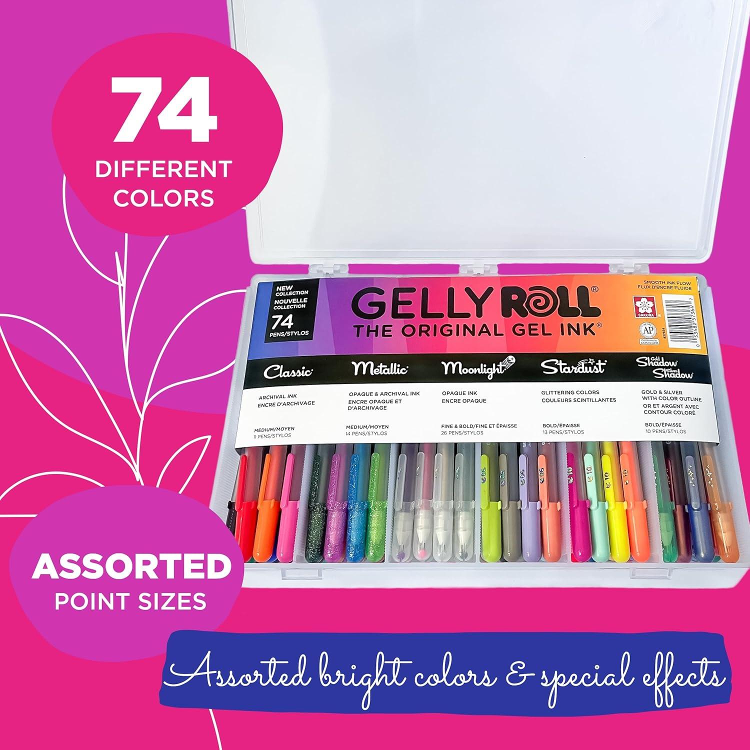 imageSAKURA Gelly Roll Gel Pens  Gift Set  Assorted Colored Ink with Special Effects  74 Pack ampamp 3D Souffl Pen  Opaque White and Pastel Ink Colors  10 Pack