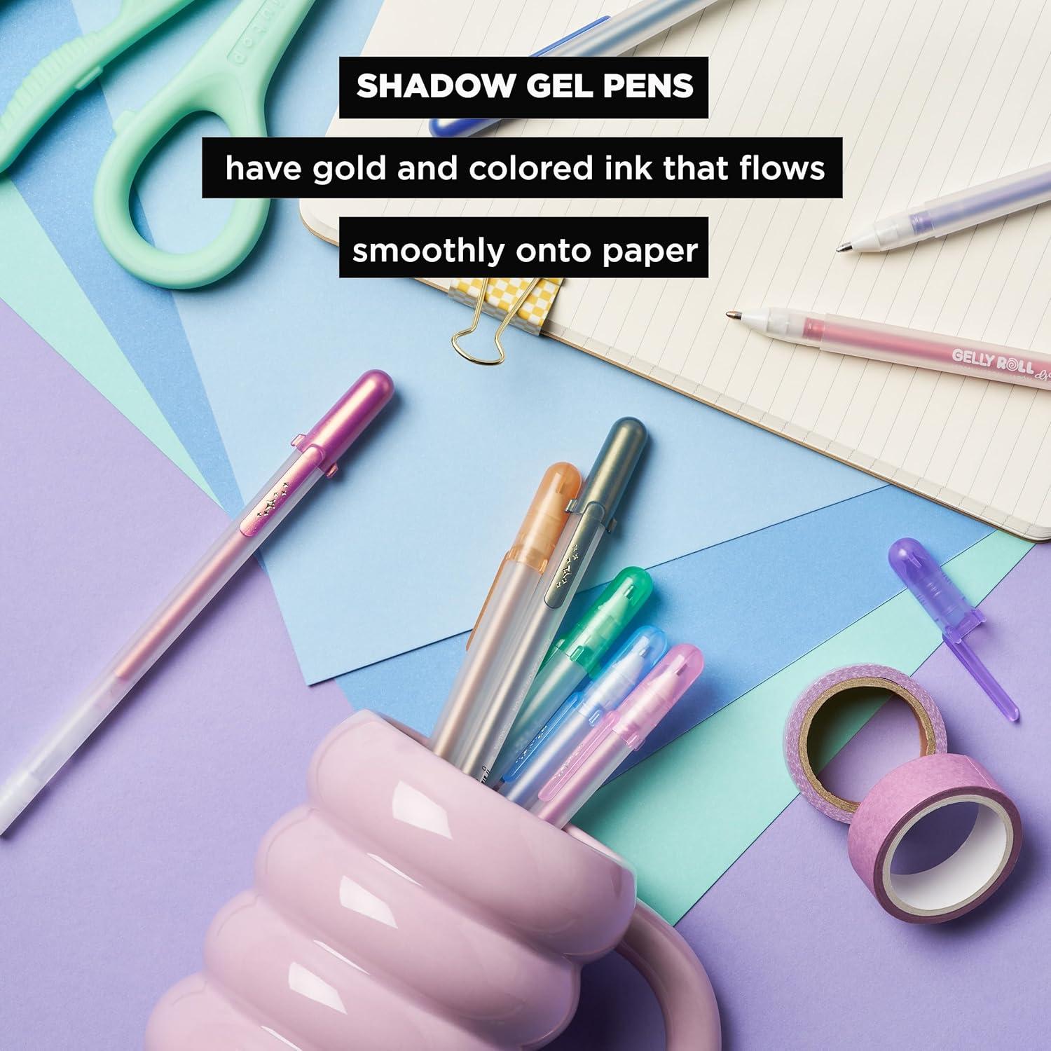 imageSAKURA Gelly Roll Gold Shadow Gel Pens  Pens for Scrapbook Journals or Drawing  Gold with Assorted Colored Ink  Bold Line  5 Pack