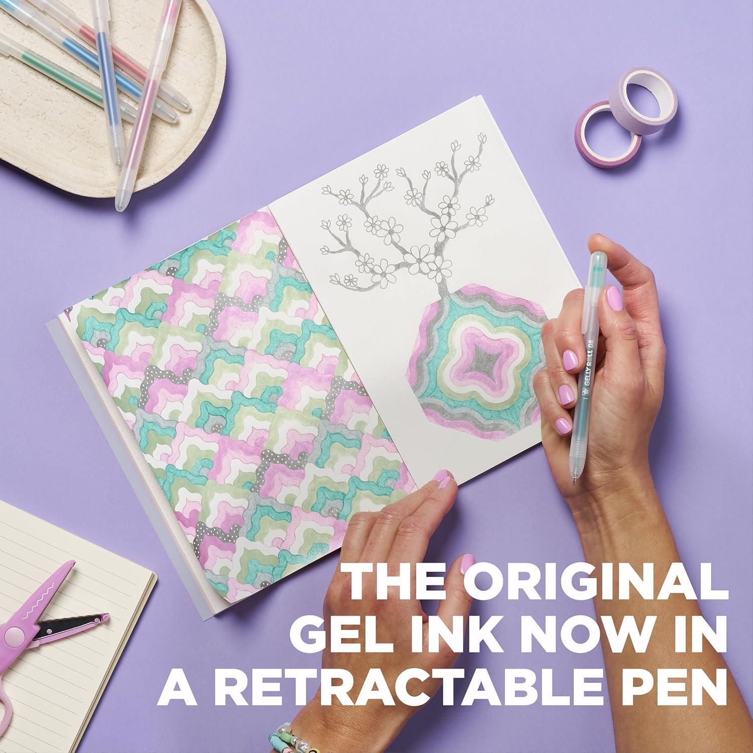 imageSAKURA Gelly Roll Retractable Gel Pens Colored  Stardust Glitter Gel ampamp Medium Point  for Journaling Art or Drawing  with Assorted Colored Ink  10 Pens1 Count Pack of 10