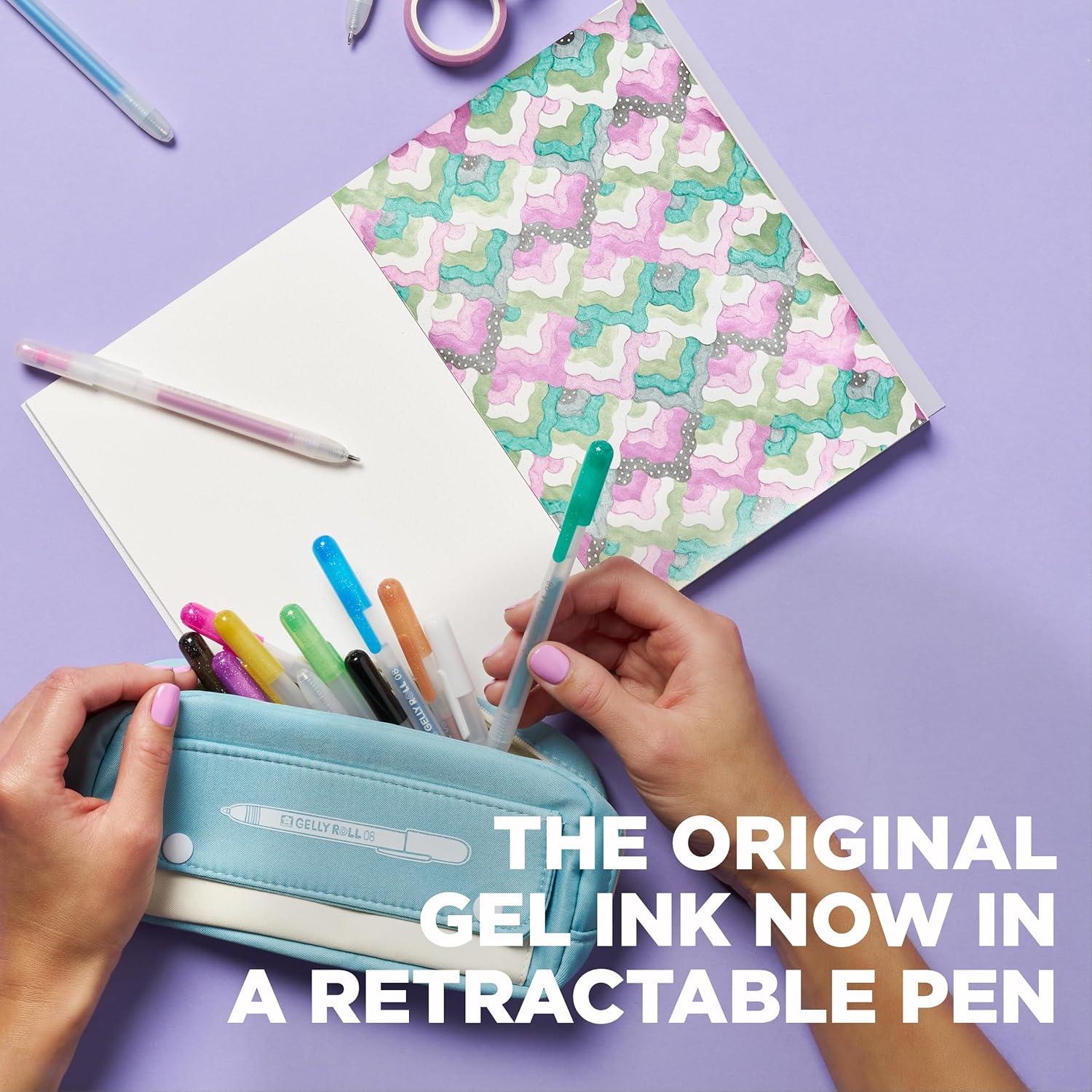 imageSAKURA Gelly Roll Retractable Gel Pens Colored  Stardust Glitter Gel ampamp Medium Point  for Journaling Art or Drawing  with Assorted Colored Ink  10 Pens1 Count Pack of 10