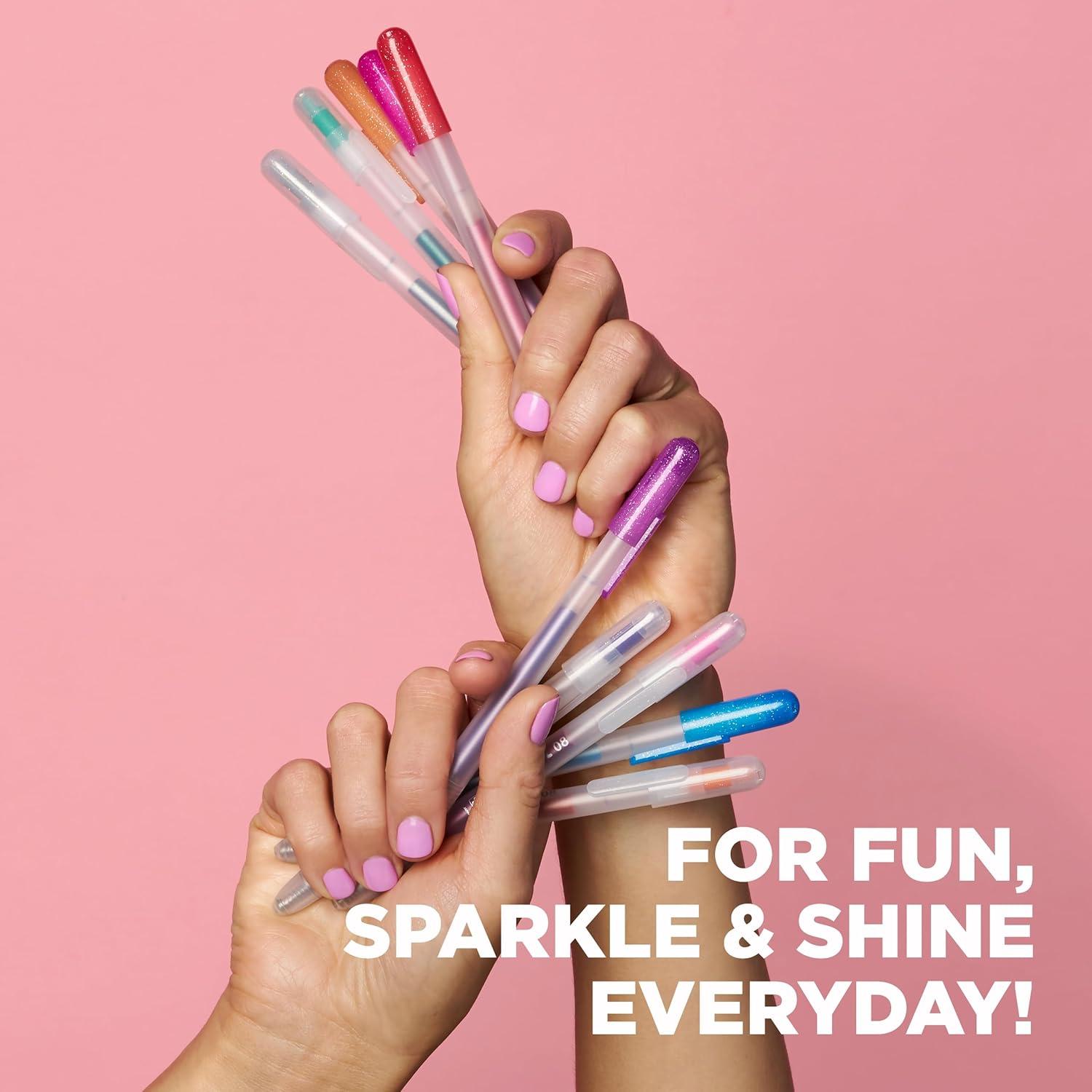 imageSAKURA Gelly Roll Retractable Gel Pens Colored  Stardust Glitter Gel ampamp Medium Point  for Journaling Art or Drawing  with Assorted Colored Ink  10 Pens1 Count Pack of 10