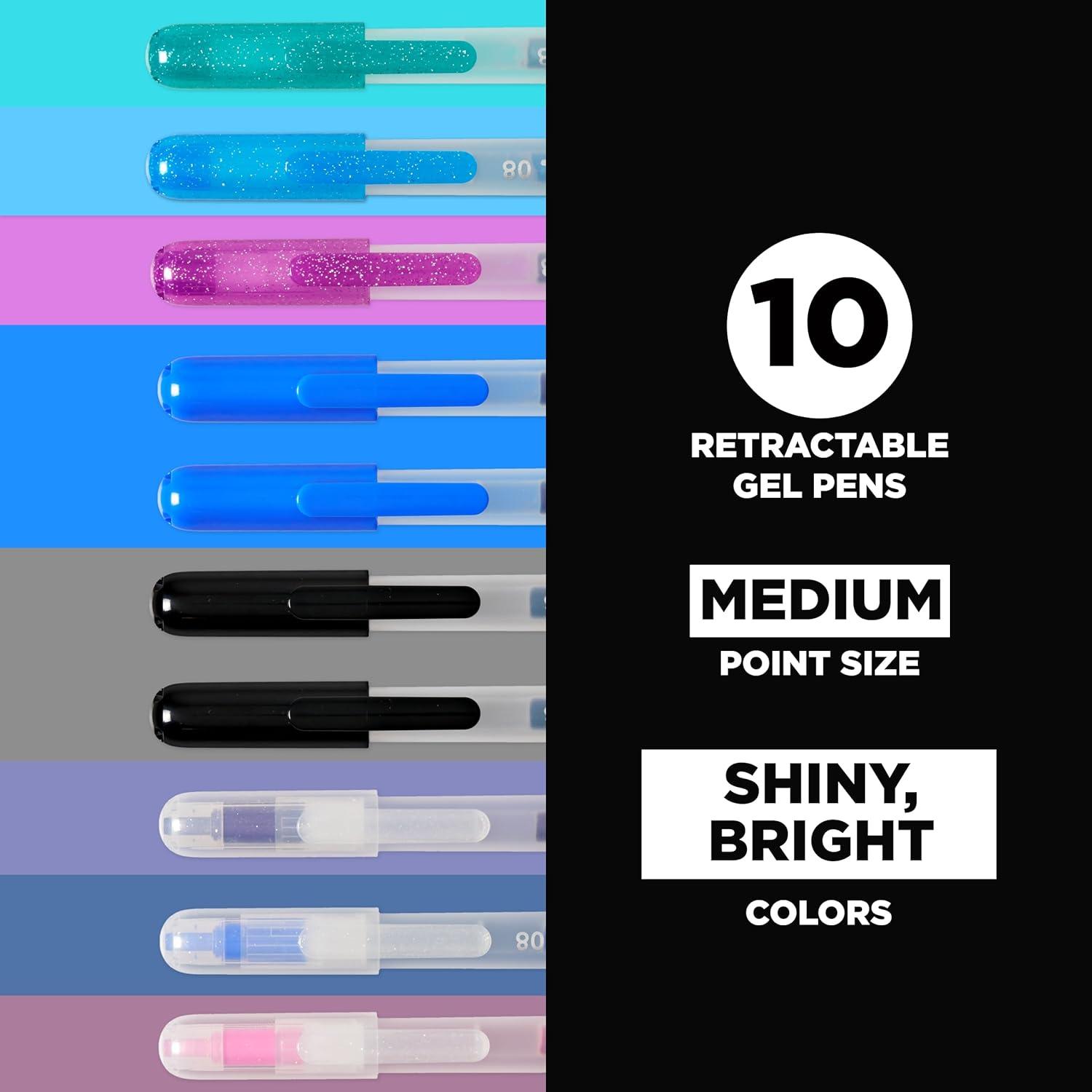 imageSAKURA Gelly Roll Retractable Gel Pens Colored  Stardust Glitter Gel ampamp Medium Point  for Journaling Art or Drawing  with Assorted Colored Ink  10 Pens1 Count Pack of 10