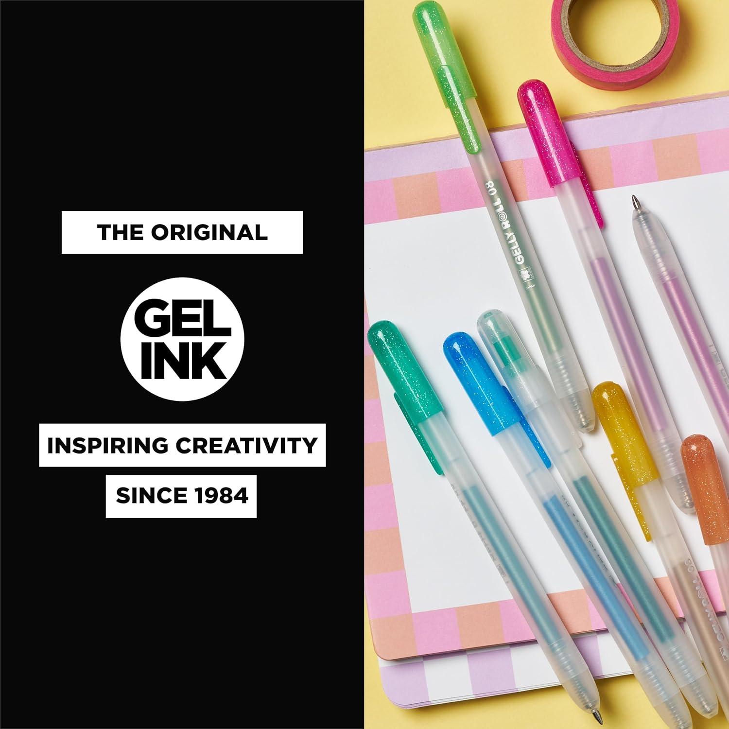 imageSAKURA Gelly Roll Retractable Gel Pens Colored  Stardust Glitter Gel ampamp Medium Point  for Journaling Art or Drawing  with Assorted Colored Ink  10 Pens1 Count Pack of 10