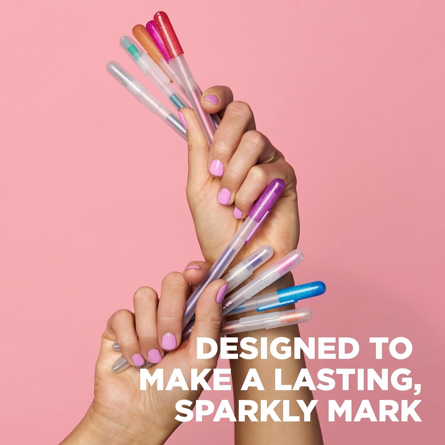 imageSAKURA Gelly Roll Retractable Gel Pens Colored  Stardust Glitter Gel ampamp Medium Point  for Journaling Art or Drawing  with Assorted Colored Ink  10 Pens1 Count Pack of 10