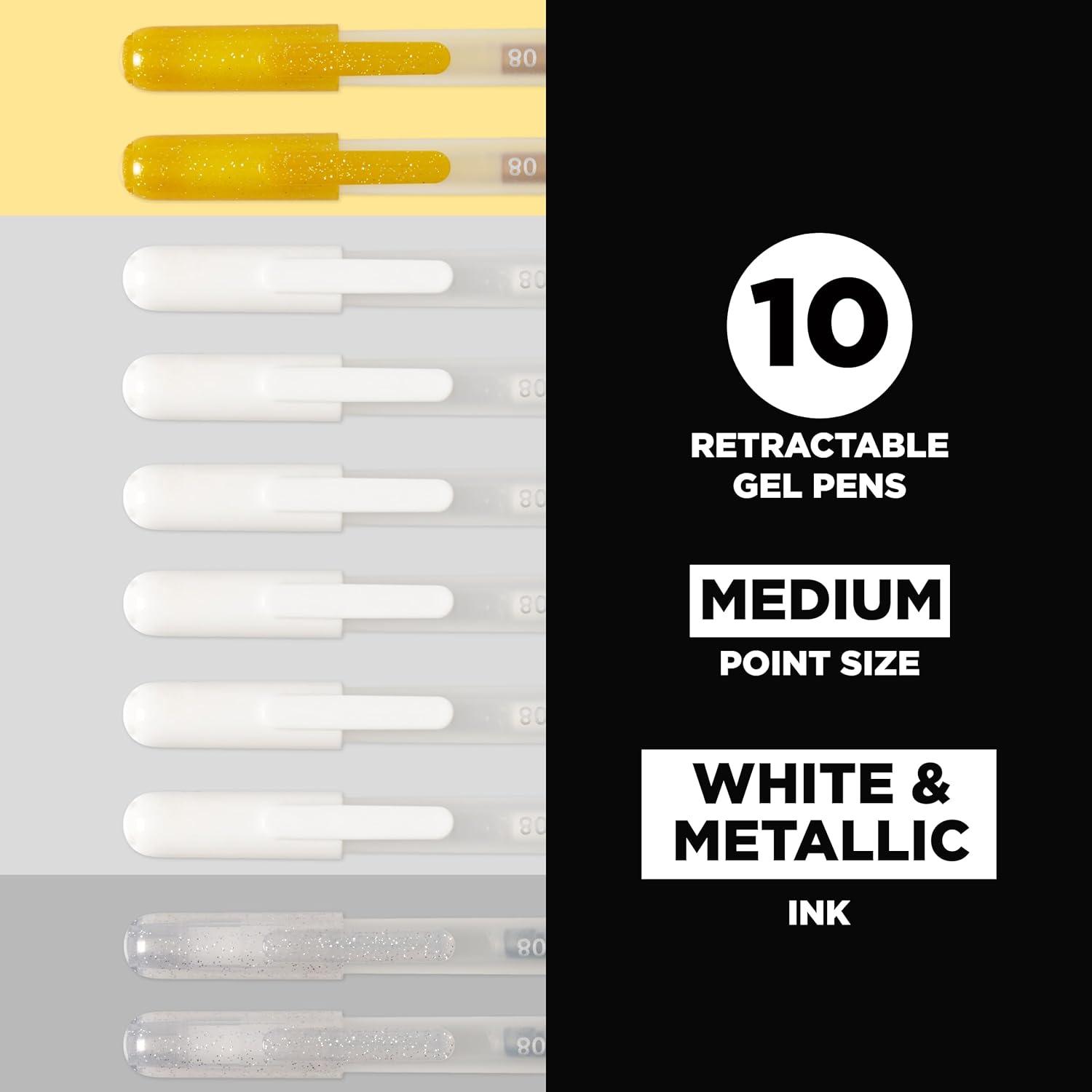 imageSAKURA Gelly Roll Retractable Gel Pens Colored  Stardust Glitter Gel ampamp Medium Point  for Journaling Art or Drawing  with Assorted Colored Ink  10 Pens1 Count Pack of 10