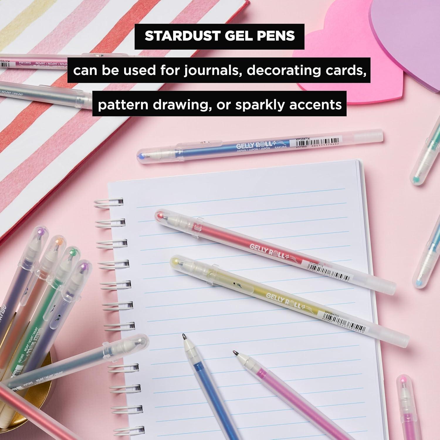 imageSAKURA Gelly Roll Stardust Galaxy Glitter Gel Pens  Bold Point Ink Pen for Lettering Drawing Invitations ampamp Stationery  Assorted Colored Ink  Bold Line  6 Pack6 Stardust Pens