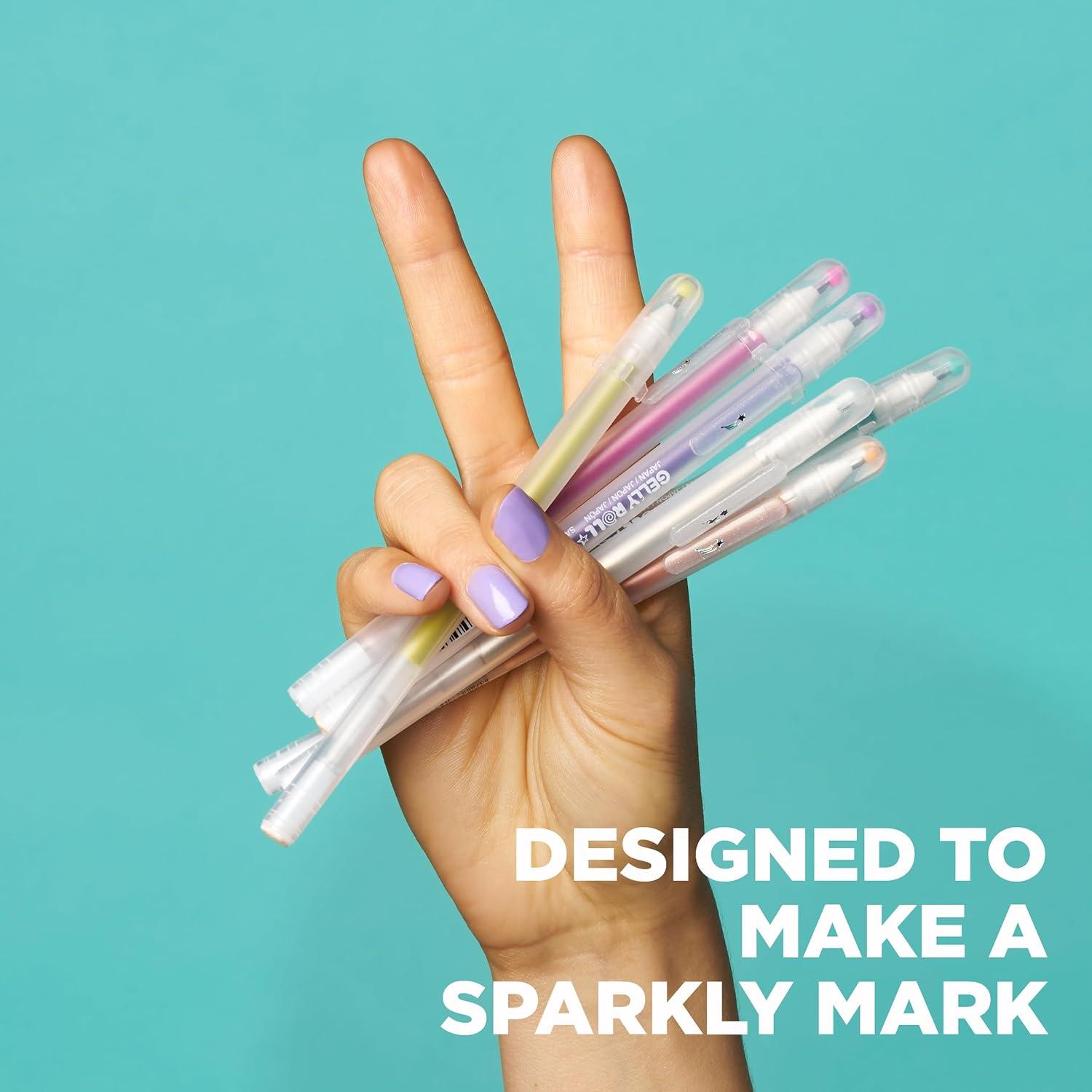 imageSAKURA Gelly Roll Stardust Galaxy Glitter Gel Pens  Bold Point Ink Pen for Lettering Drawing Invitations ampamp Stationery  Assorted Colored Ink  Bold Line  6 PackMeteor Glitter