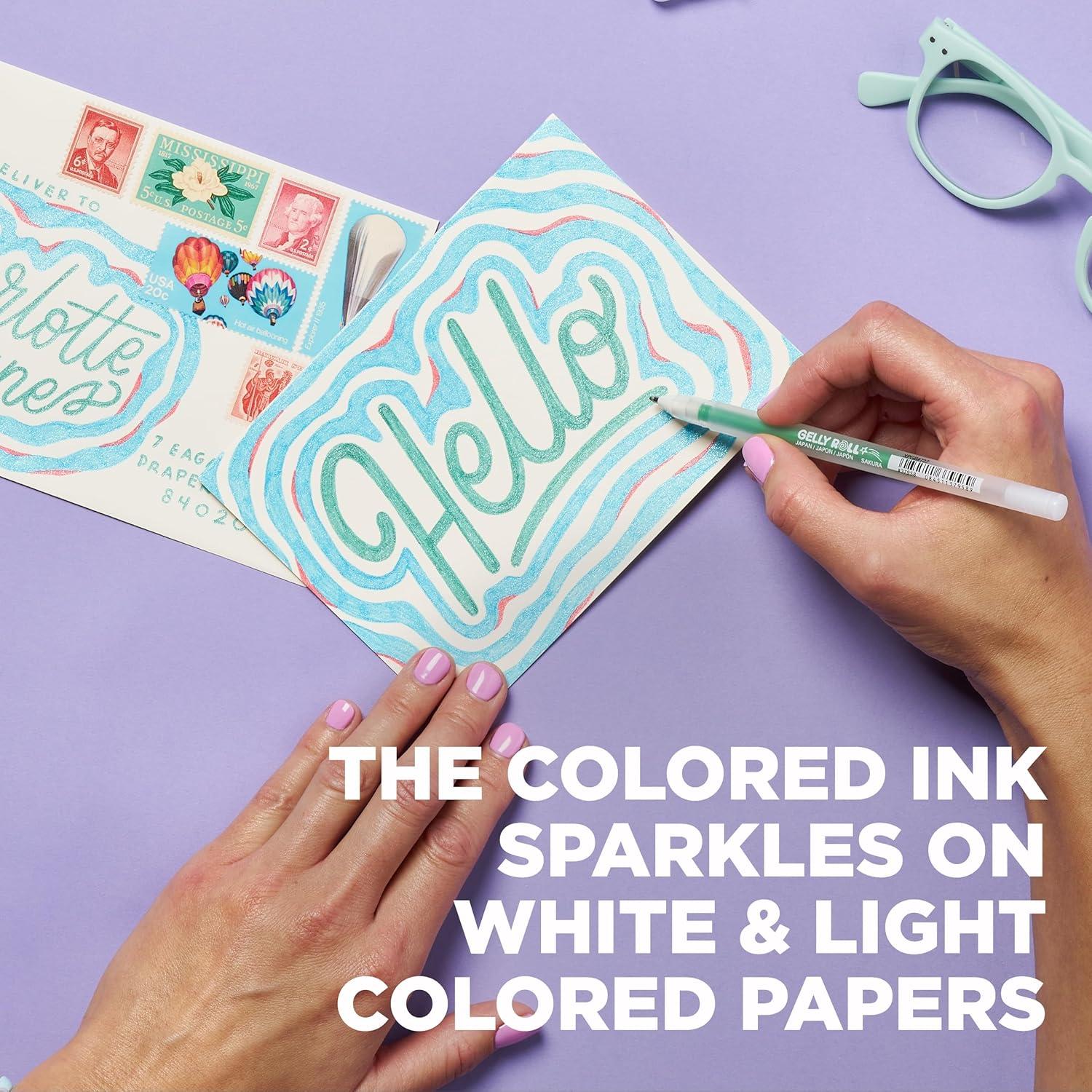 imageSAKURA Gelly Roll Stardust Galaxy Glitter Gel Pens  Bold Point Ink Pen for Lettering Drawing Invitations ampamp Stationery  Assorted Colored Ink  Bold Line  6 PackMeteor Glitter