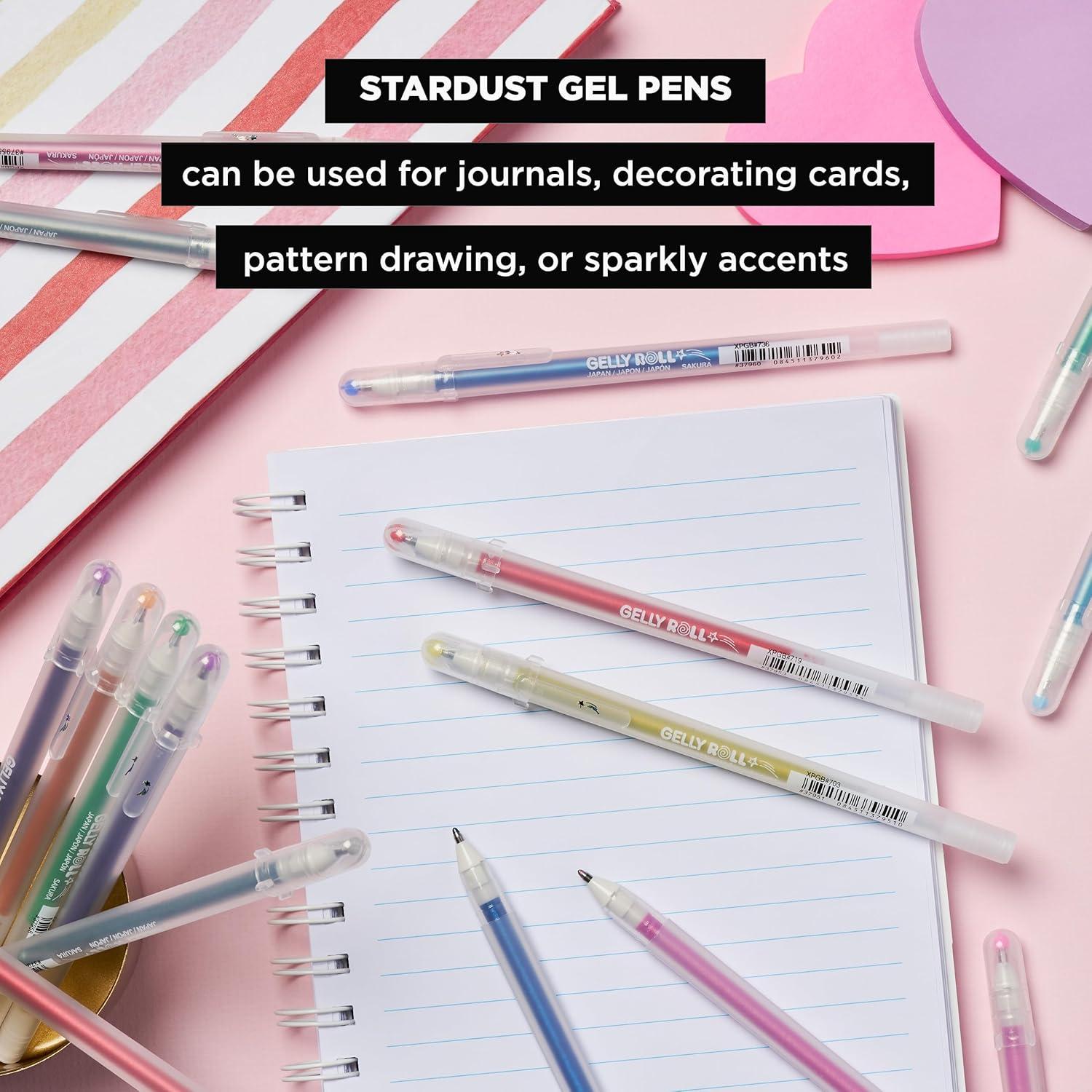 imageSAKURA Gelly Roll Stardust Galaxy Glitter Gel Pens  Bold Point Ink Pen for Lettering Drawing Invitations ampamp Stationery  Assorted Colored Ink  Bold Line  6 PackStardust Glitter