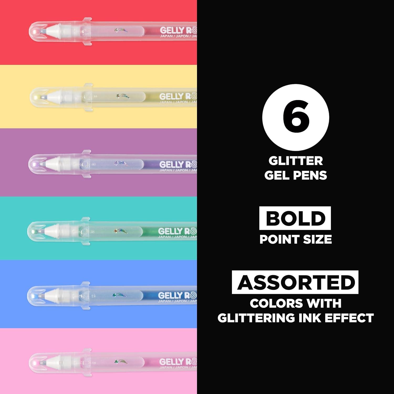 imageSAKURA Gelly Roll Stardust Galaxy Glitter Gel Pens  Bold Point Ink Pen for Lettering Drawing Invitations ampamp Stationery  Assorted Colored Ink  Bold Line  6 PackStardust Galaxy