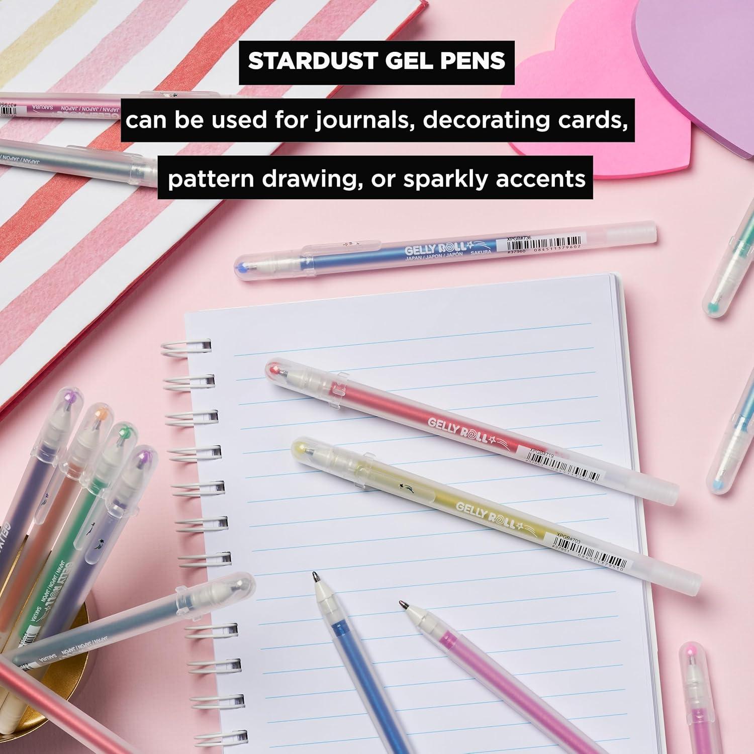 imageSAKURA Gelly Roll Stardust Galaxy Glitter Gel Pens  Bold Point Ink Pen for Lettering Drawing Invitations ampamp Stationery  Assorted Colored Ink  Bold Line  6 PackStardust Galaxy