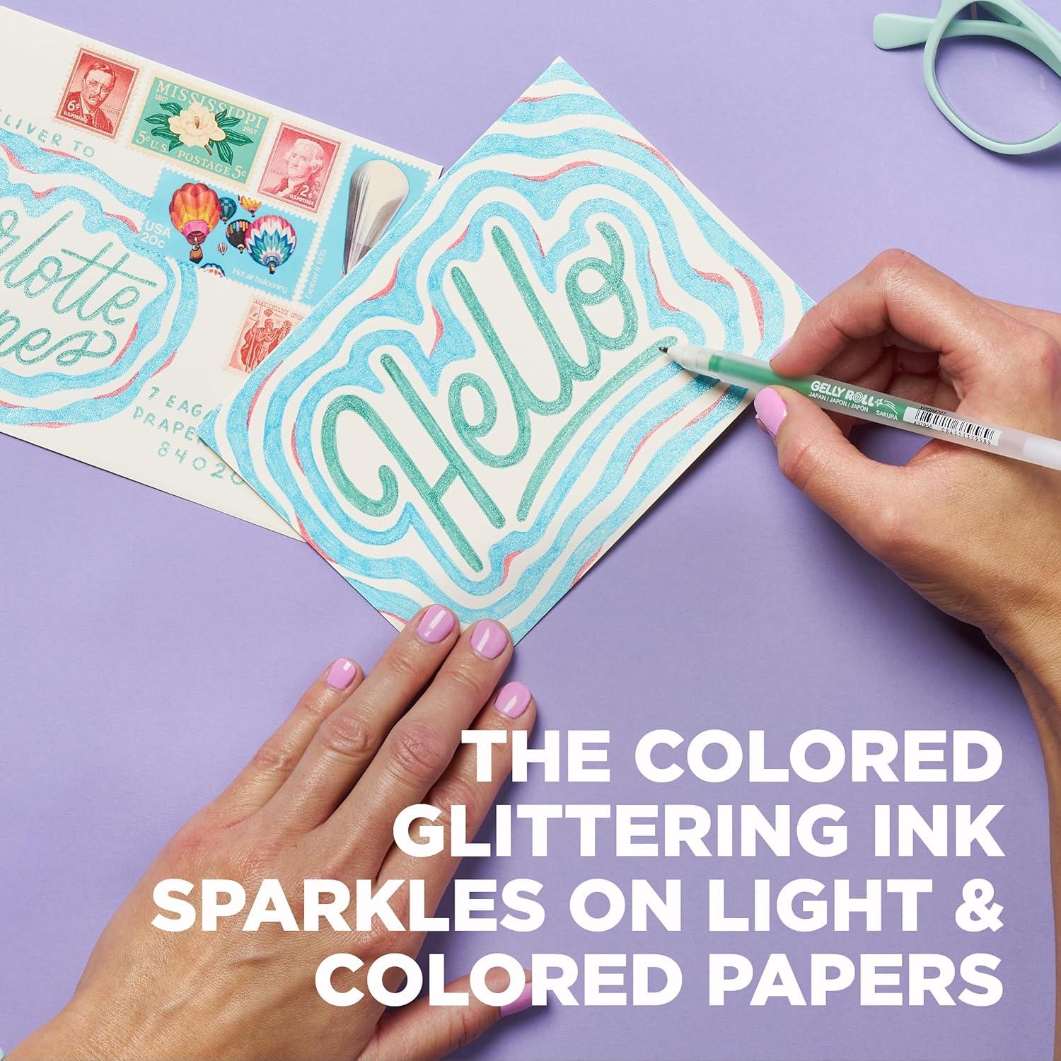 imageSAKURA Gelly Roll Stardust Galaxy Glitter Gel Pens  Bold Point Ink Pen for Lettering Drawing Invitations ampamp Stationery  Assorted Colored Ink  Bold Line  6 PackStardust Galaxy