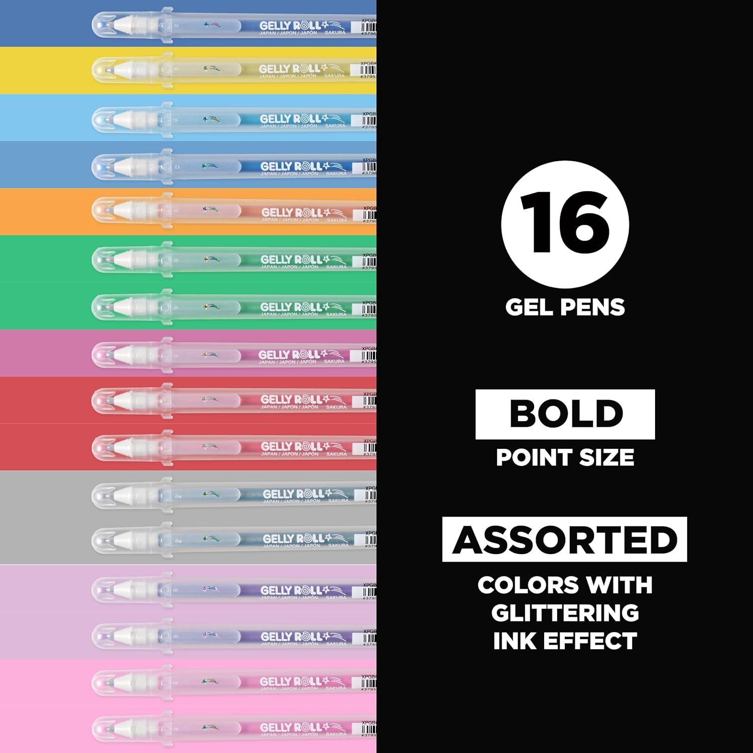 imageSAKURA Gelly Roll Stardust Galaxy Glitter Gel Pens  Bold Point Ink Pen for Lettering Drawing Invitations ampamp Stationery  Assorted Colored Ink  Bold Line  6 PackStardust Glitter