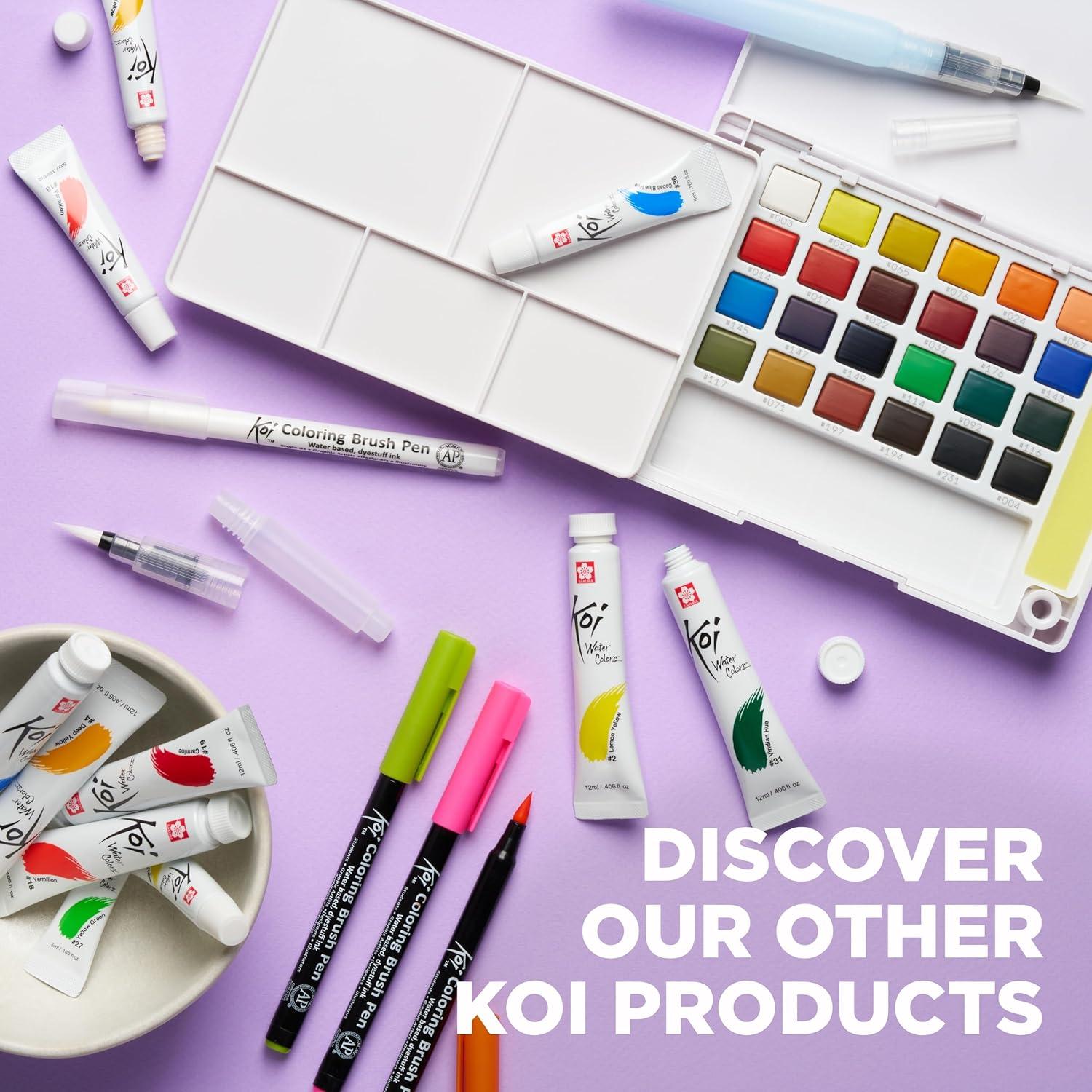 imageSAKURA Koi Coloring Brush Pens  Watercolor Brush Pen Set  Assorted Colors  12 PackAsst Gray 6pc Set