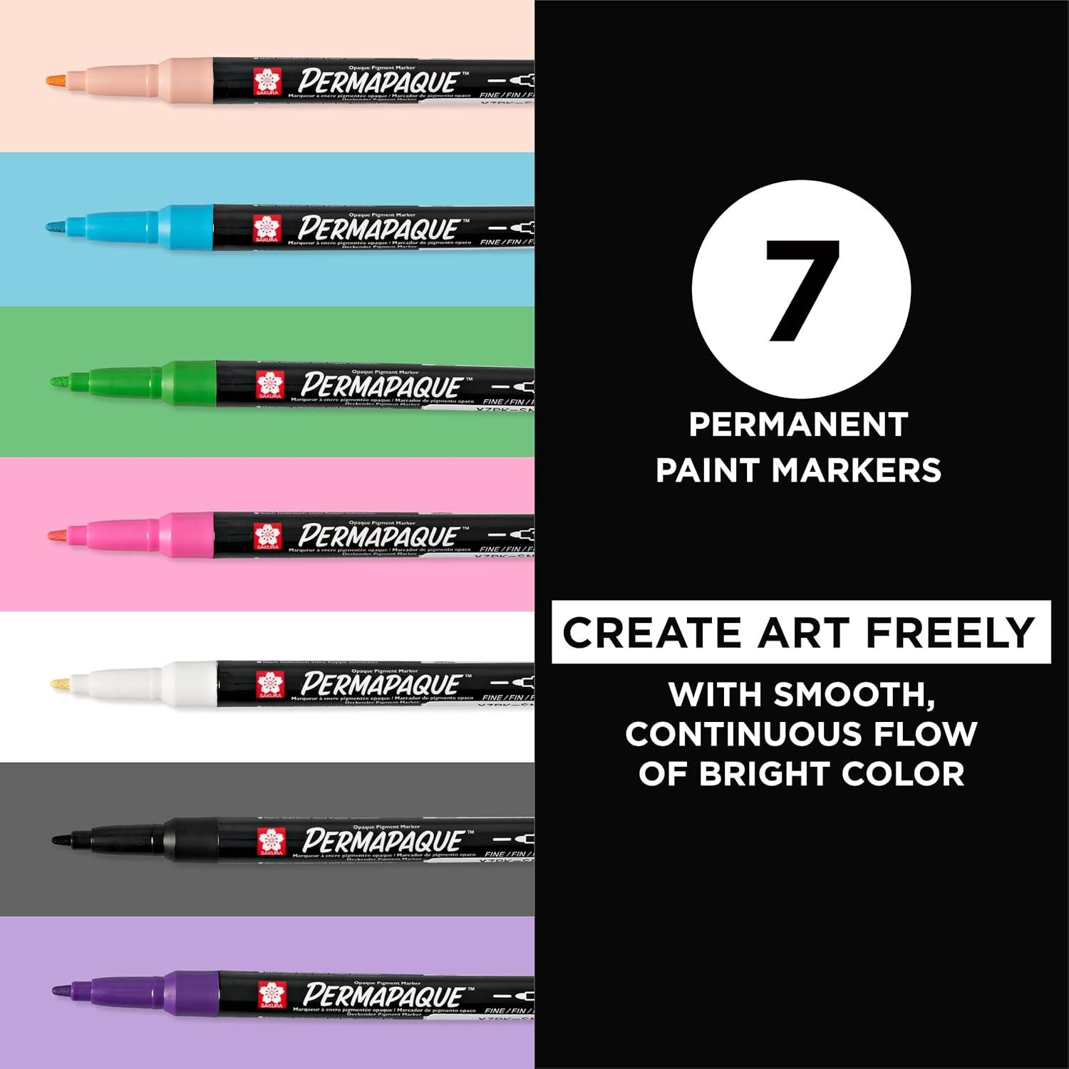 imageSAKURA Permapaque Paint Markers  Assorted Bright Colors  10 mm Markers Pens  7 PackBright