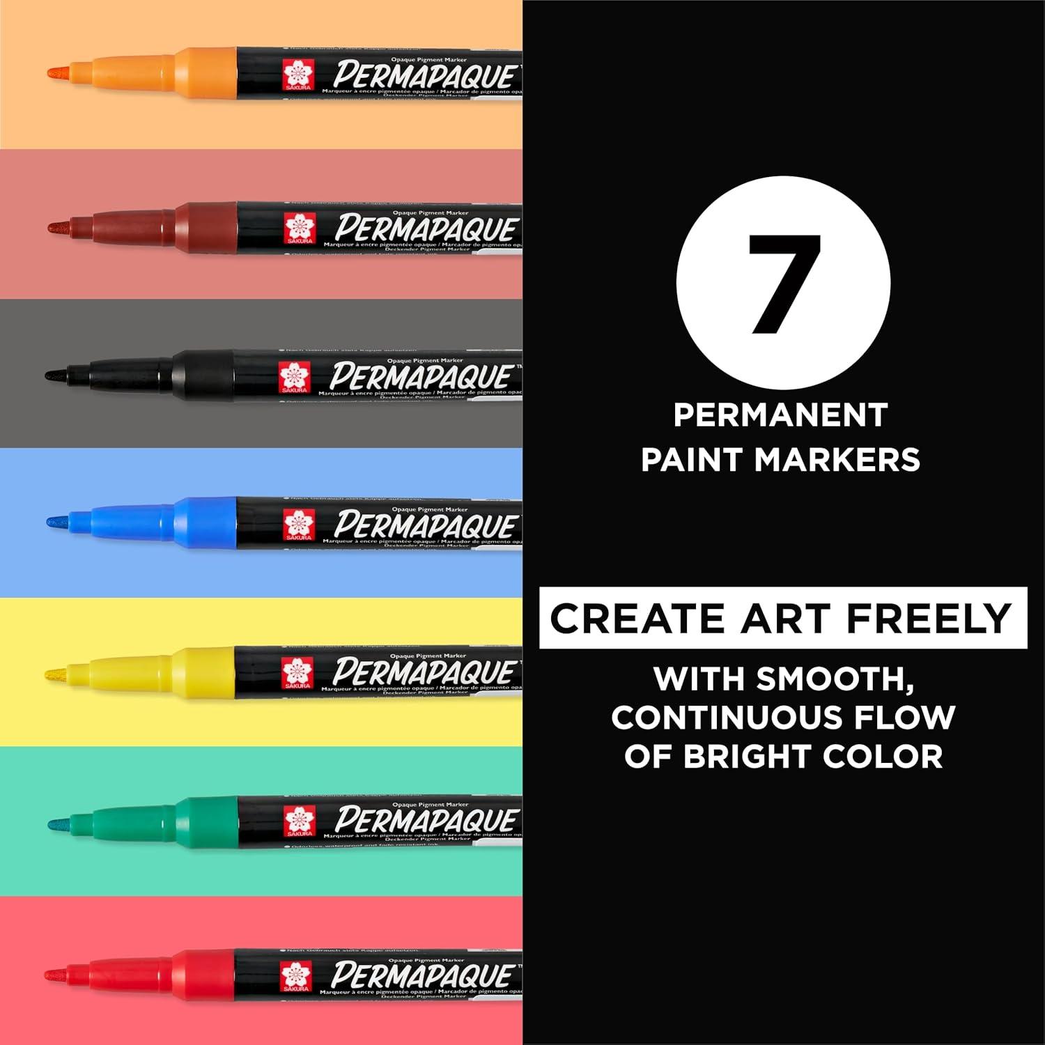imageSAKURA Permapaque Paint Markers  Assorted Bright Colors  10 mm Markers Pens  7 PackPrimary