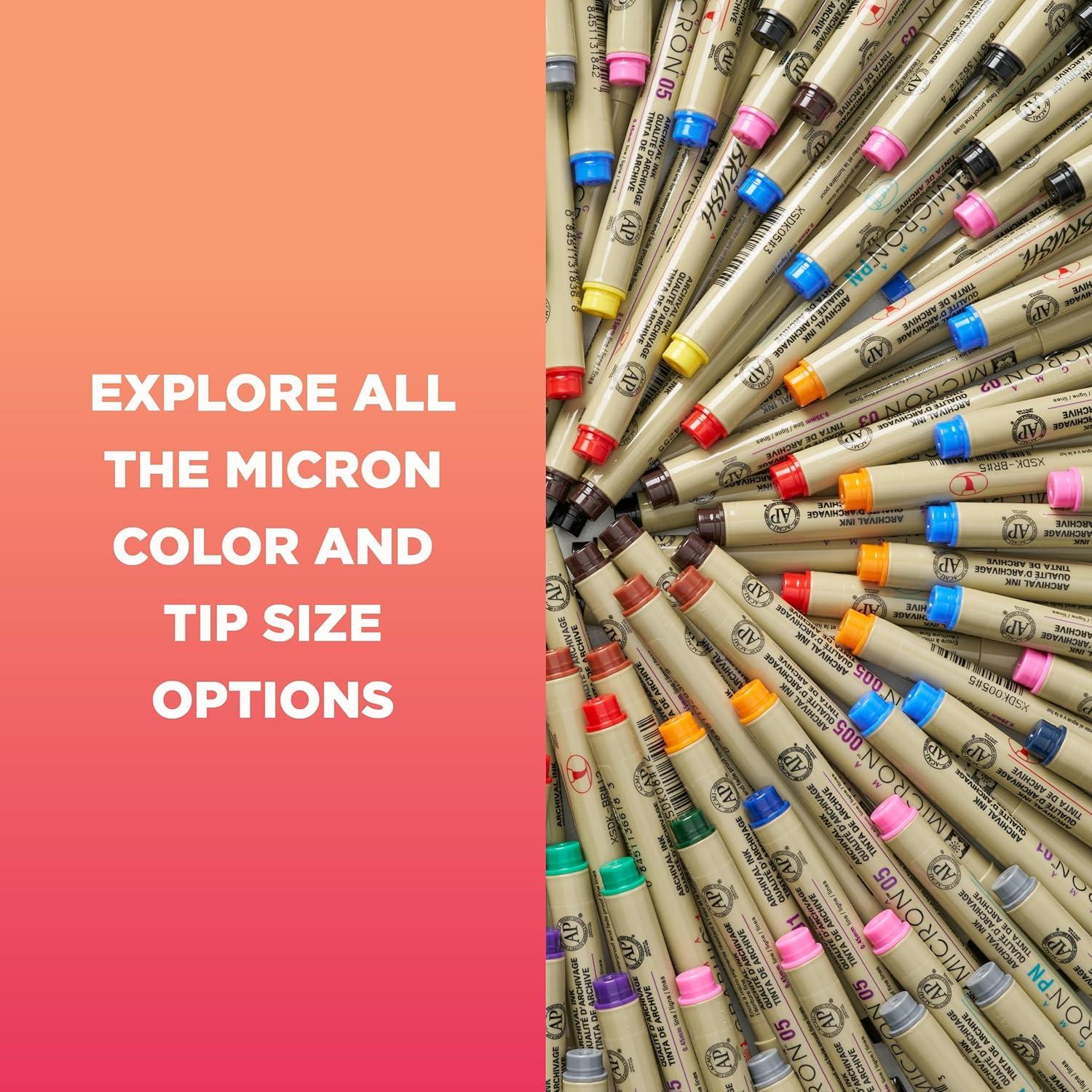 imageSAKURA Pigma Micron Plastic Nib Pens  Archival Black and Colored Ink Pens  Pens for Writing Drawing or Journaling  Black and Assorted Colored Ink  045 mm Plastic Nibs  6 Pack8 Pen Pack