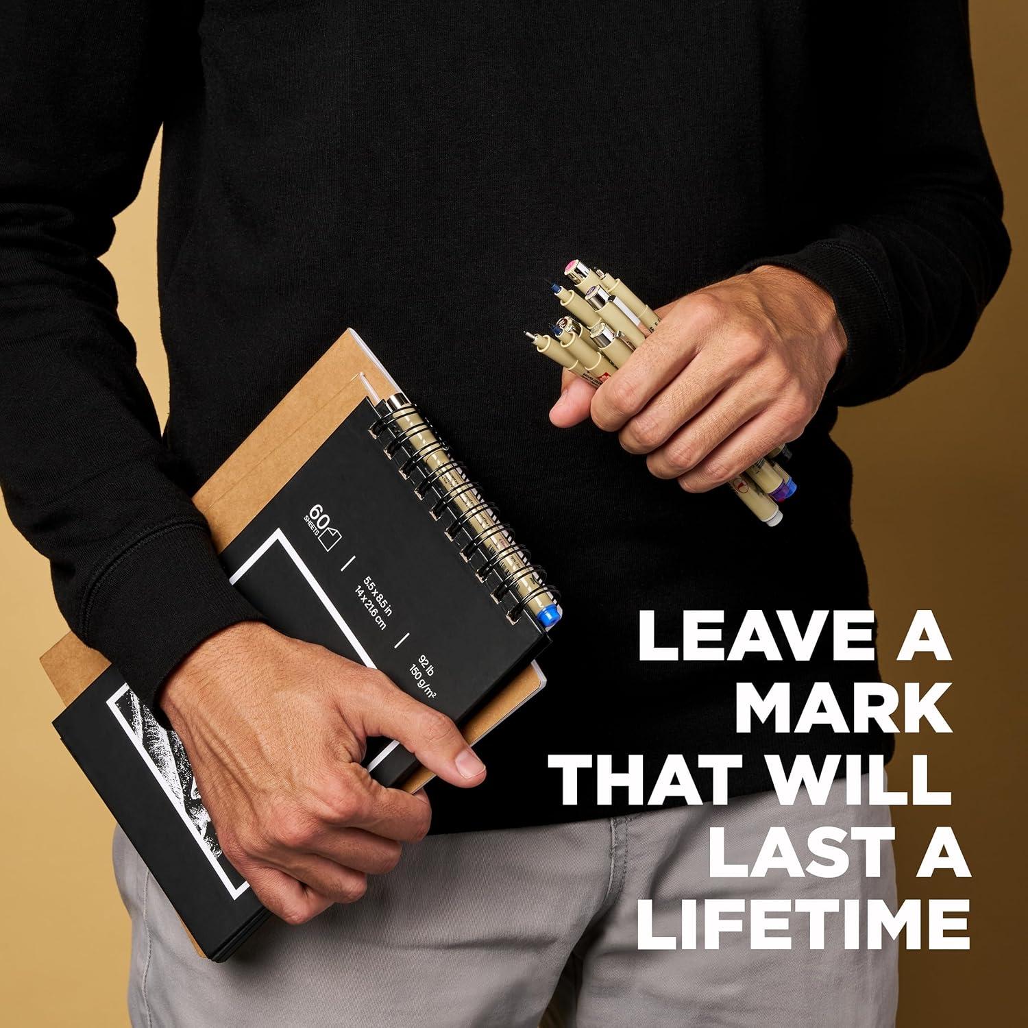 imageSAKURA Pigma Micron Plastic Nib Pens  Archival Black and Colored Ink Pens  Pens for Writing Drawing or Journaling  Black and Assorted Colored Ink  045 mm Plastic Nibs  6 Pack8 Pen Pack