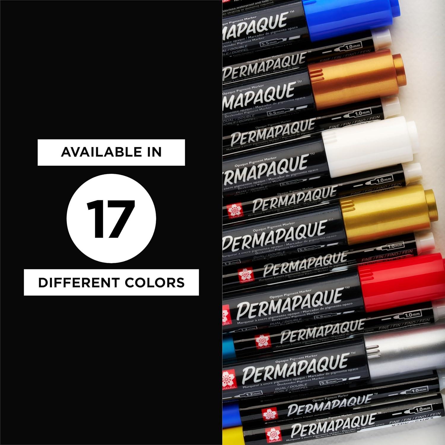 imageSakura Permapaque Paint Markers  Assorted Colors  12 ampamp 55 mm Dual Point Markers Pens  4 PackBasics