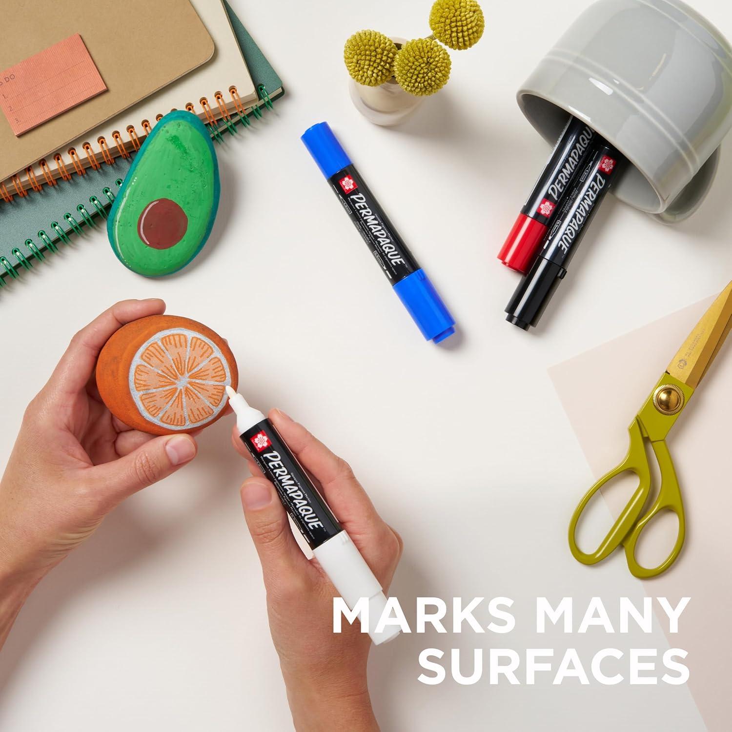 imageSakura Permapaque Paint Markers  Assorted Colors  12 ampamp 55 mm Dual Point Markers Pens  4 PackBasics