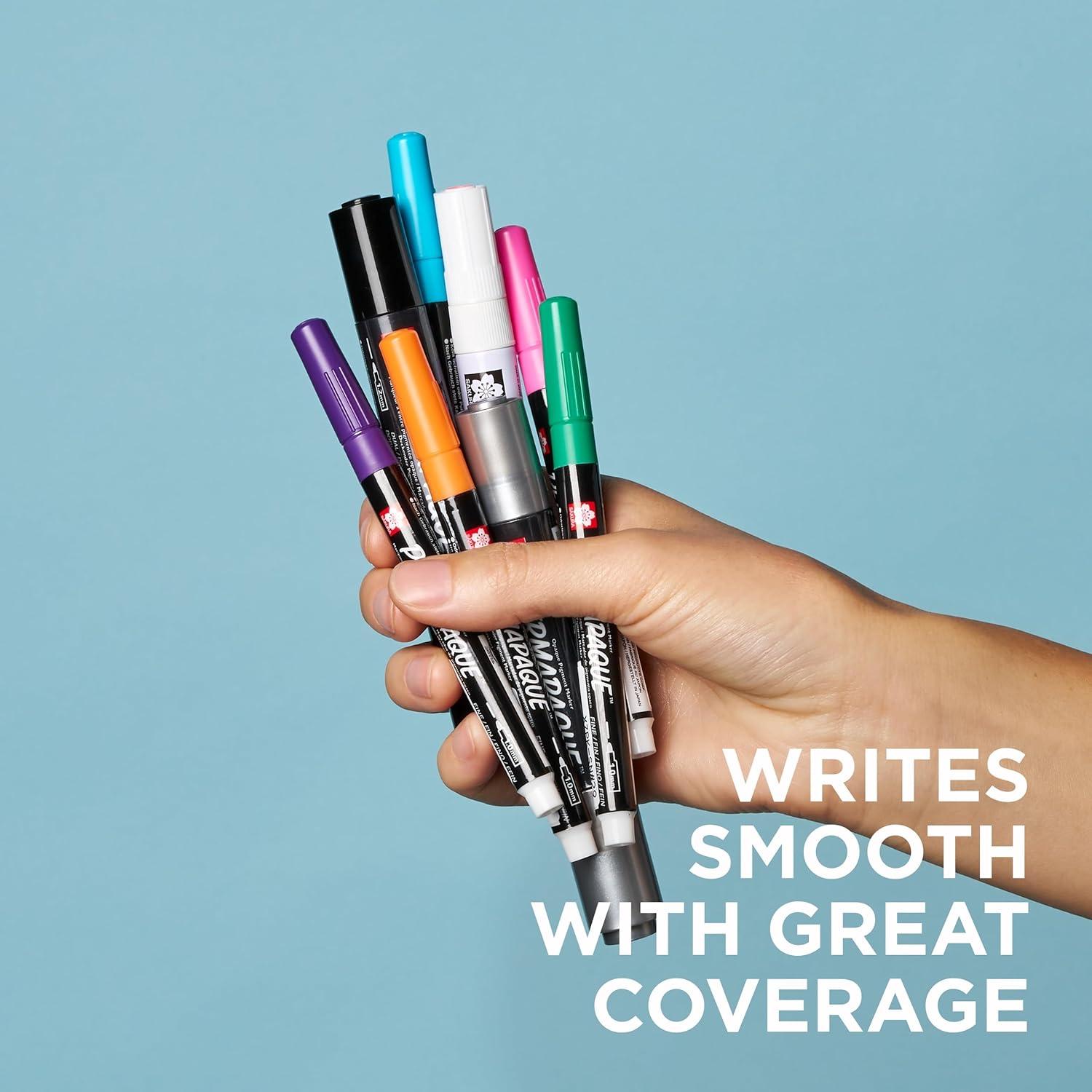 imageSakura Permapaque Paint Markers  Assorted Colors  12 ampamp 55 mm Dual Point Markers Pens  4 PackMetallics