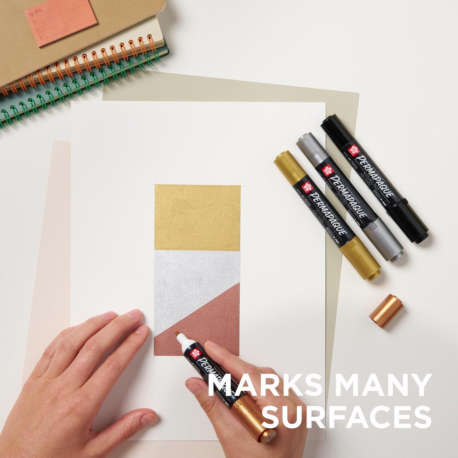 imageSakura Permapaque Paint Markers  Assorted Colors  12 ampamp 55 mm Dual Point Markers Pens  4 PackMetallics
