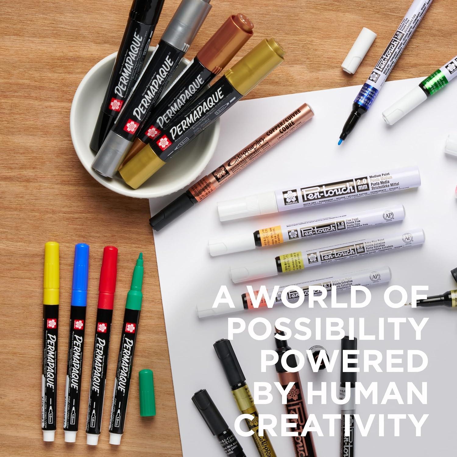 imageSakura Permapaque Paint Markers  Assorted Colors  12 ampamp 55 mm Dual Point Markers Pens  4 PackMetallics
