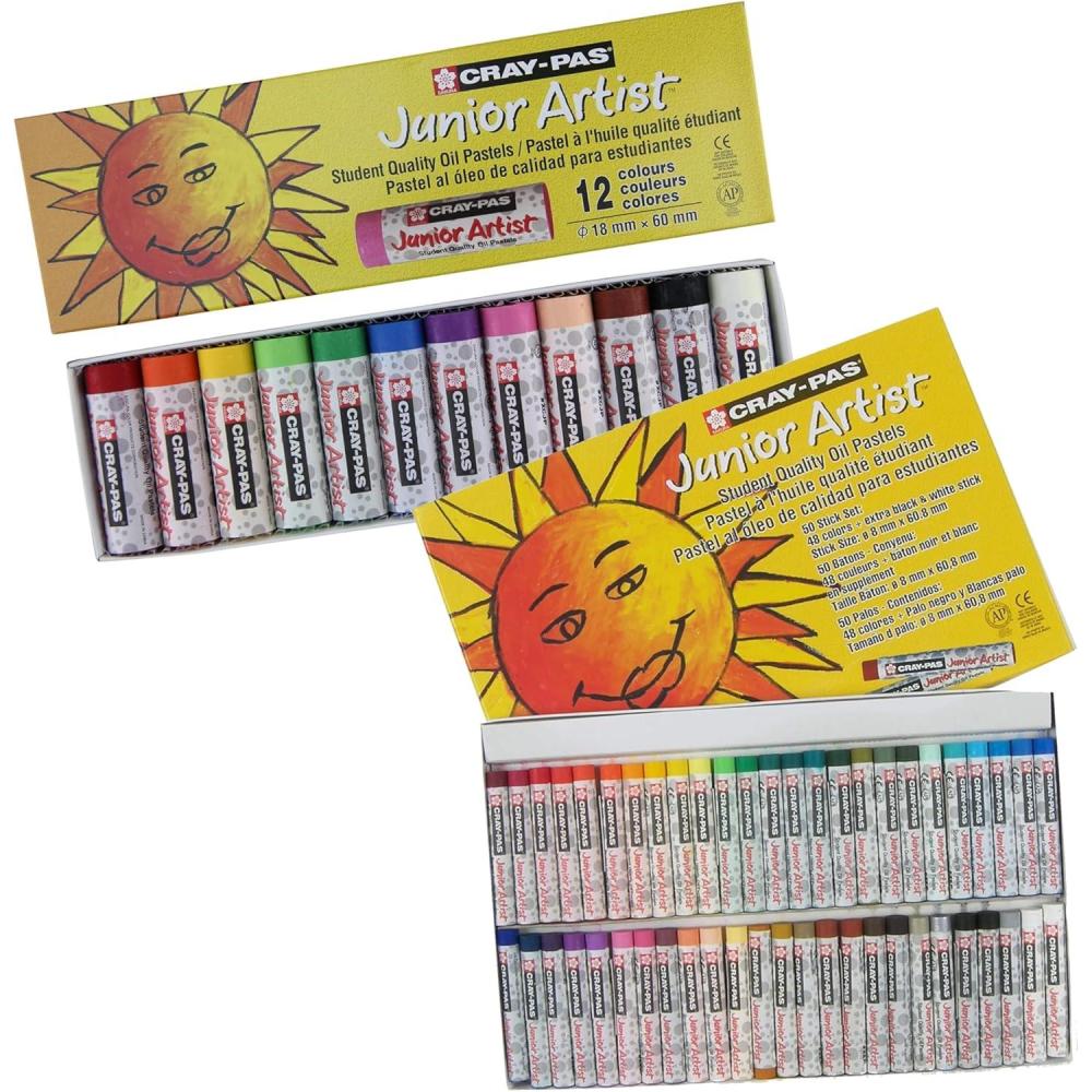 imageSAKURA CrayPas Junior Artist Oil Pastel Set  Chubbies Pastel Size  Soft Oil Pastels for Kids ampamp Artists  12 Colors ampamp Soft Oil Pastels for Kids ampamp Artists  50 Sticks