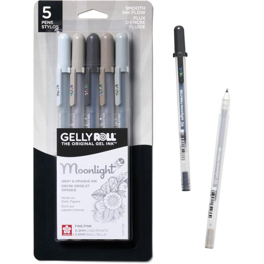 imageSAKURA Gelly Roll Moonlight 06 Gel Pens  Fine Point Ink Pen for Journaling Art or Drawing  Assorted Colored Ink  Fine Line  25 PackGray Ink