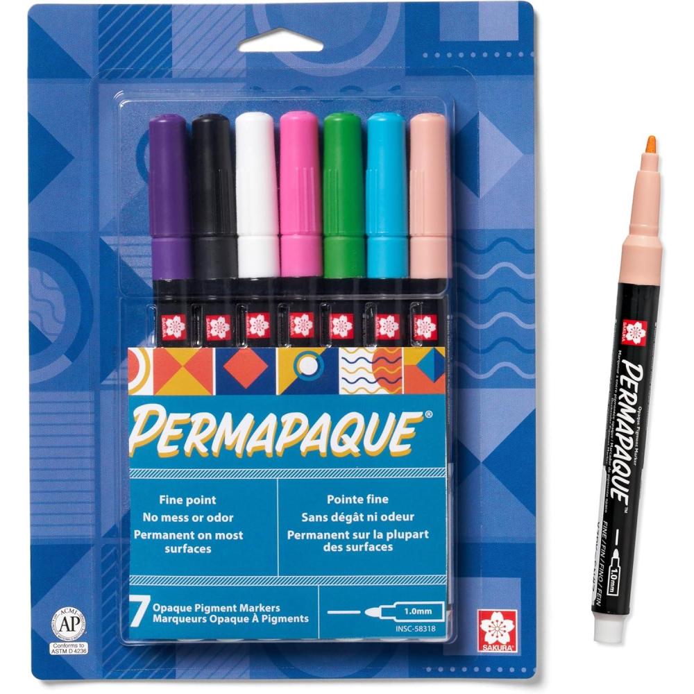 imageSAKURA Permapaque Paint Markers  Assorted Bright Colors  10 mm Markers Pens  7 PackBright
