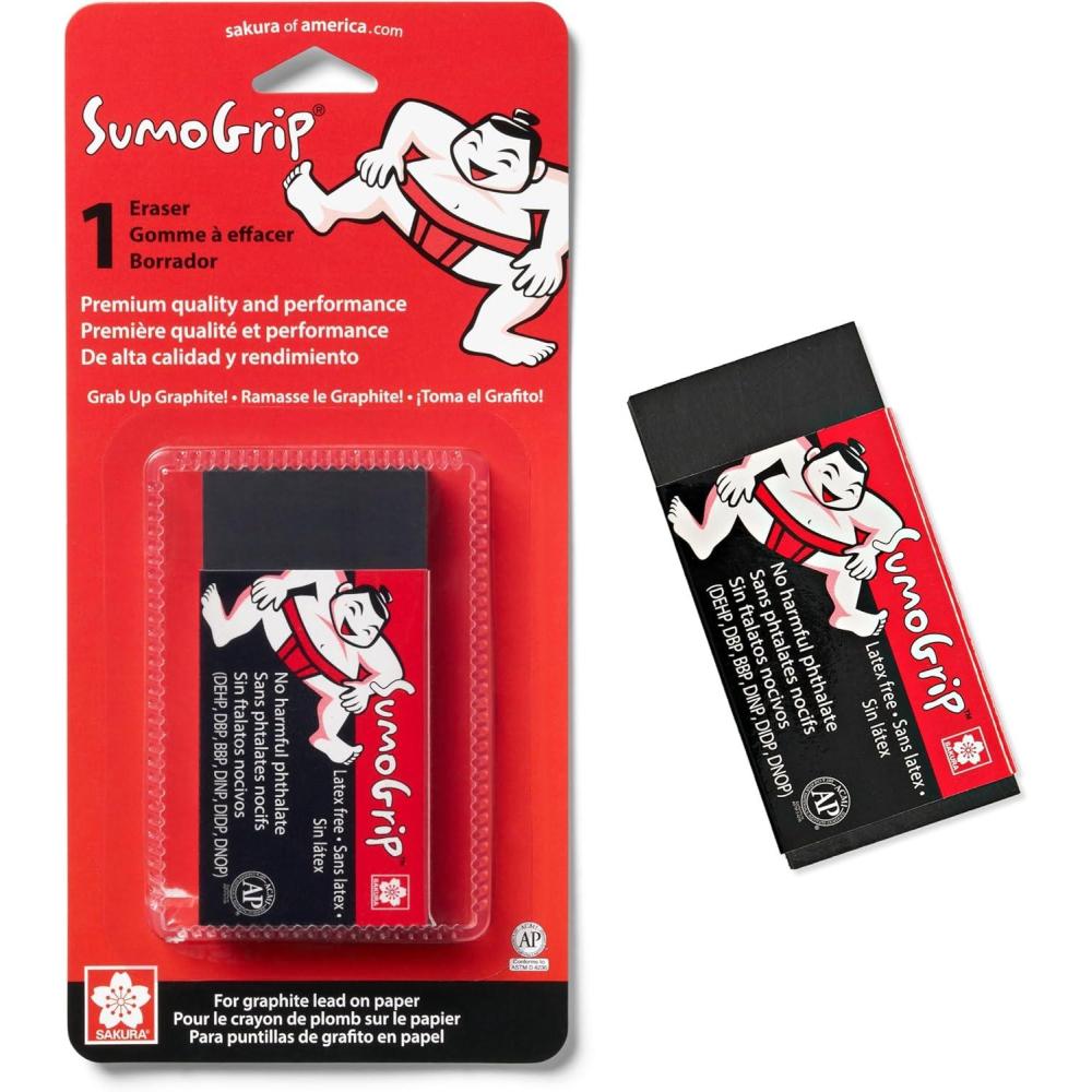imageSakura SumoGrip Block Eraser  Microporous Erasers for School Drawing and Writing  Black Color  Small Size B803 PackSumoGrip Premium Block Eraser B300  1CT