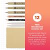 imageSakura Zentangle Renaissance Tool Set  1 Black Micron Pen 2 Brown Micron Pens 1 White Charcoal Pencil 1 Black Graphite Pencil 2 Tortillions 5 35quot Tan Paper Tiles  Tan Tiles  12 Piece Set