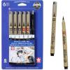 imageSAKURA Pigma Micron Manga Comic Pro Fineliner Pens  Archival Black Ink Pens  Assorted Point Sizes  8 Pack6 Pen Pack