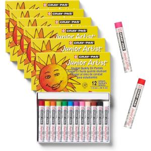 imageSAKURA CrayPas Junior Artist Oil Pastel Set  Soft Oil Pastels for Kids ampamp Artists  12 Colors  6 Sets of 12