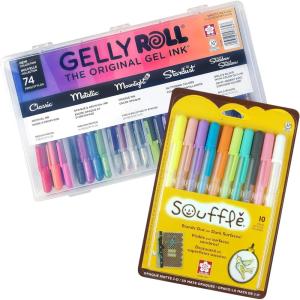 imageSAKURA Gelly Roll Gel Pens  Gift Set  Assorted Colored Ink with Special Effects  74 Pack ampamp 3D Souffl Pen  Opaque White and Pastel Ink Colors  10 Pack