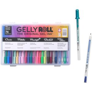 imageSAKURA Gelly Roll Gel Pens  Gift Set  Ink Pen Set  Art DIY Projects  Assorted Point Sizes with Storage Case  Assorted Colored Ink with Special Effects  74 Pack