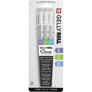 imageSAKURA Gelly Roll Gel Pens  Medium ampamp Bold Tip Ink Pens for Journaling Art or Drawing  Classic White Ink  0810 Assorted Tip Sizes  6 Pack1 Count Pack of 3