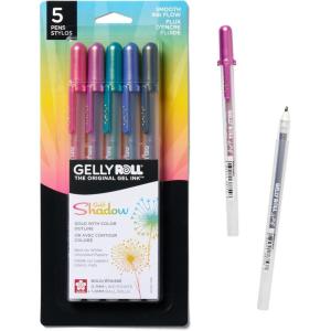imageSAKURA Gelly Roll Gold Shadow Gel Pens  Pens for Scrapbook Journals or Drawing  Gold with Assorted Colored Ink  Bold Line  5 Pack