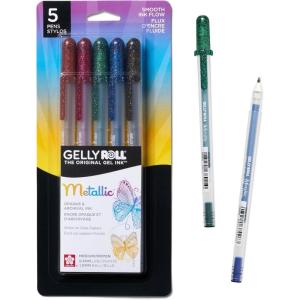 imageSAKURA Gelly Roll Metallic Gel Pens  Pens for Scrapbook Journals or Drawing  Metallic Silver Ink  Medium Line  6 PackDark Metallic Gel