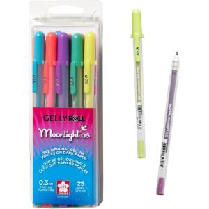 imageSAKURA Gelly Roll Moonlight 06 Gel Pens  Fine Point Ink Pen for Journaling Art or Drawing  Assorted Colored Ink  Fine Line  25 PackAssorted Colored Ink