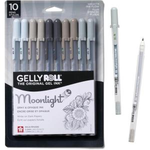 imageSAKURA Gelly Roll Moonlight 10 Gel Pens  Bold Ink Pen for Journaling Art or Drawing  Gray ampamp Opaque Ink  Bold Line  10 Pack