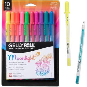 imageSAKURA Gelly Roll Moonlight 10 Pastel ampamp Opaque Gel Pens  Bold Point Ink Pen for Journaling Art or Drawing  Assorted Pastel Ink  Bold Line  10 PackAssorted Bright