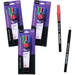 imageSAKURA Gelly Roll UV Pen  UV Gel Ink Pen  Invisible Ink Pen  with UV Keychain Flashlight  Bold Ink Pen for Art or Drawing  Red Green ampamp Blue Ink  9 Pens 3 Lights
