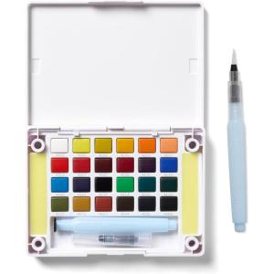 imageSAKURA Koi Pocket Field Sketch Kit  Watercolor Sets for Painting On the Go  12 Colors  1 Water Brush  1 Sponge  1 Palette1 Count Pack of 24