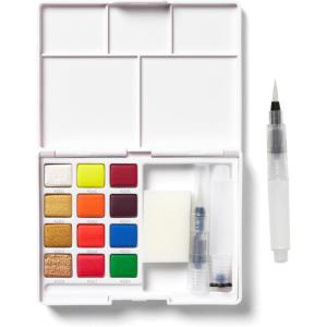 imageSAKURA Koi Pocket Field Sketch Kit  Watercolor Sets for Painting On the Go  12 Colors  1 Water Brush  1 Sponge  1 Palette12 Colors