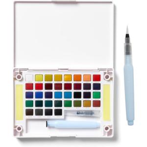 imageSAKURA Koi Pocket Field Sketch Kit  Watercolor Sets for Painting On the Go  36 Colors  1 Water Brush  1 Sponge  1 Mixing Palette