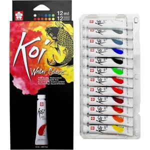 imageSAKURA Koi Watercolor Sets  Fine Quality Watercolor Paint Set  12 Colors  12 ml Tubes
