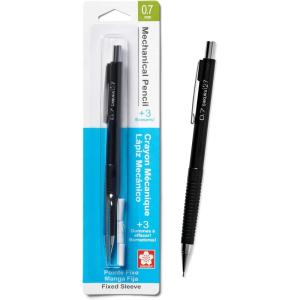 imageSAKURA Mechanical Pencil 07 mm  Pencil with 3 Eraser Refills  Fixed Sleeve for Using Rulers and Templates  Black07mm Pencil